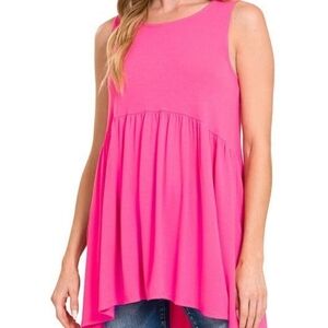 Bombom Fuchsia Babydoll Tank Top